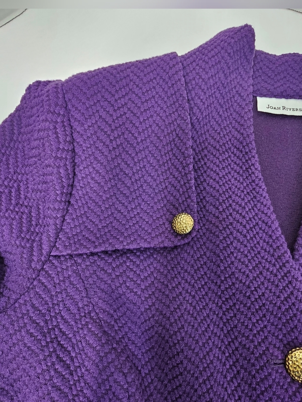 JOAN RIVERS Purple Textured Button-Front Jacket - Picture 4 of 15